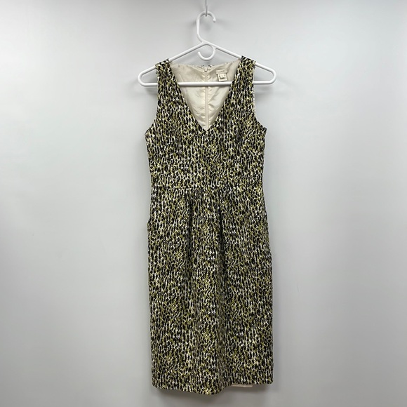 J. Crew Fabiola Abstract Leopard Print Sleeveless Sheath Dress Pockets Boho 4 - Picture 3 of 10